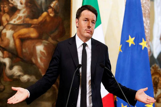 Italian Prime Minister Matteo Renzi at a press conference