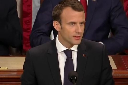 French President Emmanuel Macron addressing Congress