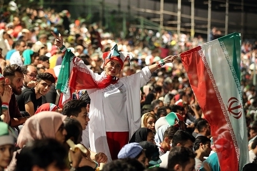 An Iranian woman attends a viewing of the Iran-Portugal World Cup match on June 25, 2018 in Tehran's Azadi Stadium (Wikimedia Commons/Fars News)