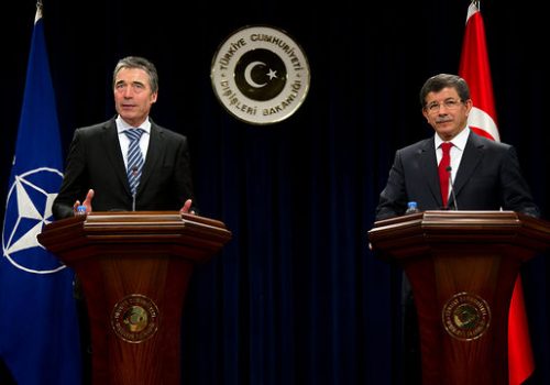 NATO Secretary General Anders Fogh Rasmussen with Turkish Foreign Minister Ahmet Davutoglu, February 2012