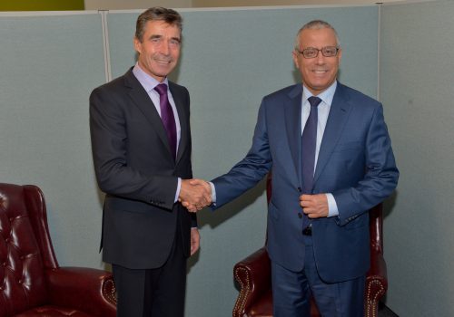 NATO Secretary General Anders Fogh Rasmussen and the Prime Minister of Libya, Ali Zeidan