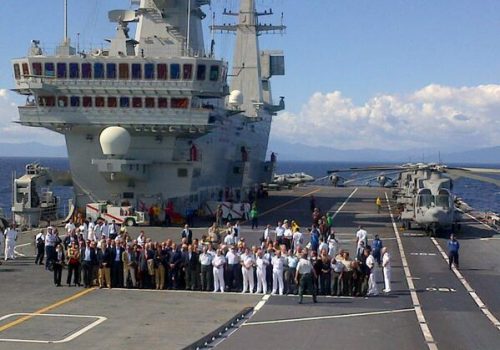 NATO leaders aboard Italian aircraft carrier Cavour