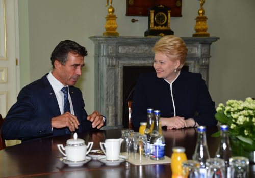 NATO Secretary General Anders Fogh Rasmussen and Lithuanian President Dalia Grybauskaitė