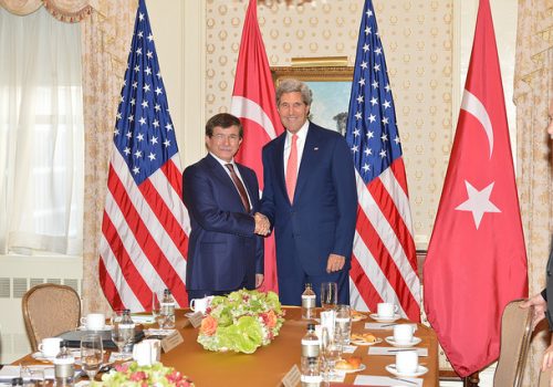 Secretary of State John Kerry with Turkish Foreign Minister Ahmet Davutoglu, Sept. 23, 2013