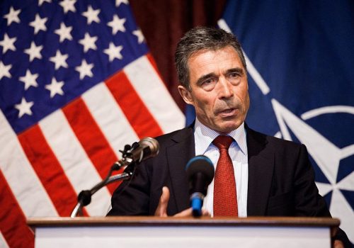 NATO Secretary General Anders Fogh Rasmussen in Austin, May 10, 2011