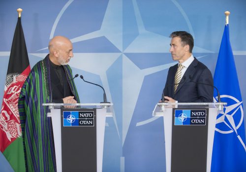 Afghan President Hamid Karzai and NATO Secretary General Anders Fogh Rasmussen, April 23, 2013