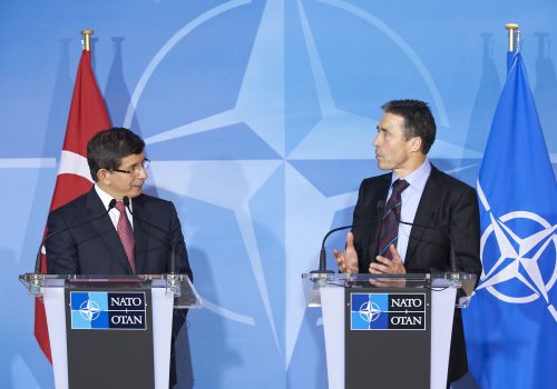 Foreign Minister of Turkey Ahmet Davutoglu and NATO Secretary General Anders Fogh Rasmussen