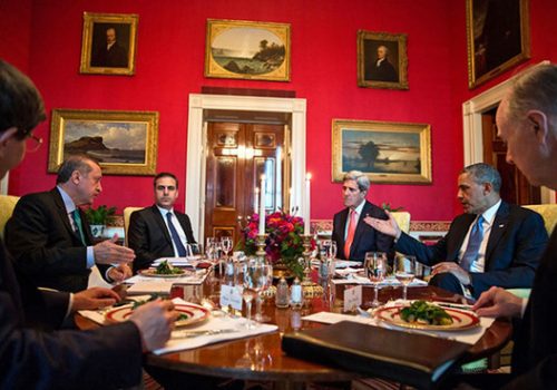 Obama and Kerry meet with Erdogan and Fidan, 2nd & 3rd from left.