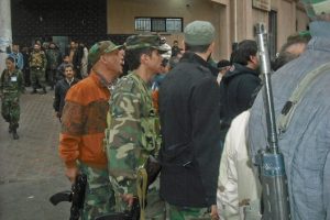 Armed militias in the streets of Tripoli following skirmishes, January 4, 2012