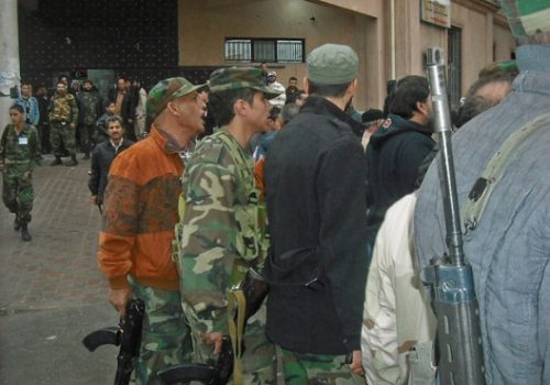Armed militias in the streets of Tripoli following skirmishes, January 4, 2012