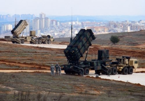 US Patriot battery under NATO command overlooking the city of Gaziantep