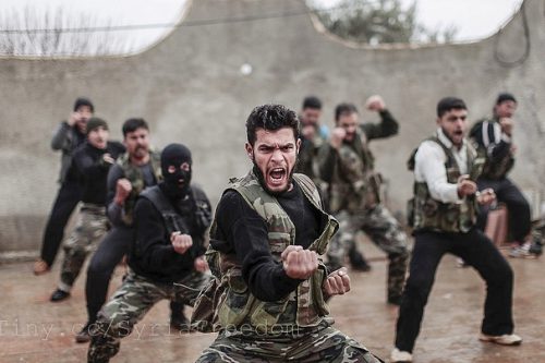 Rebels training in Syria