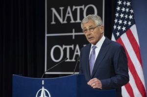 Secretary of Defense Chuck Hagel at NATO HQ, June 5, 2013