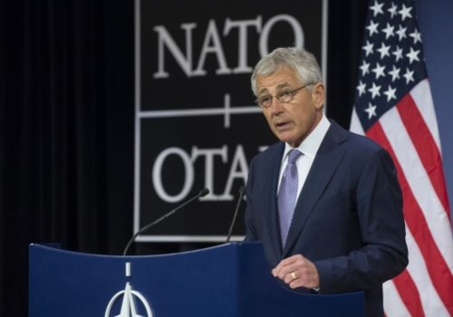 Secretary of Defense Chuck Hagel at NATO HQ, June 5, 2013