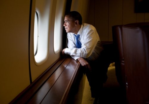 President Barack Obama on Air Force One