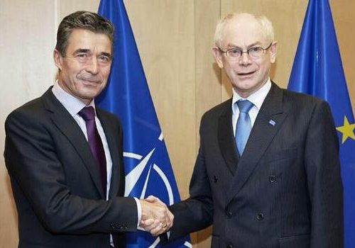 NATO Secretary General Anders Fogh Rasmussen and President of the European Council Herman Van Rompuy