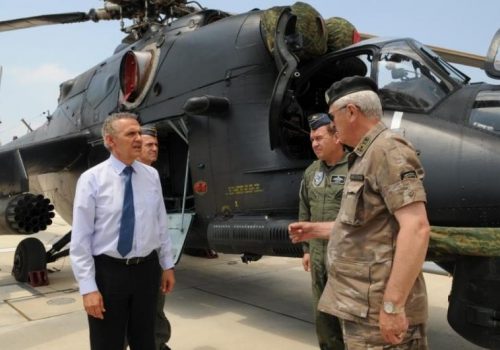 Minister of Defence of Cyprus Fotis Fotiou at Andreas Papandreou airbase