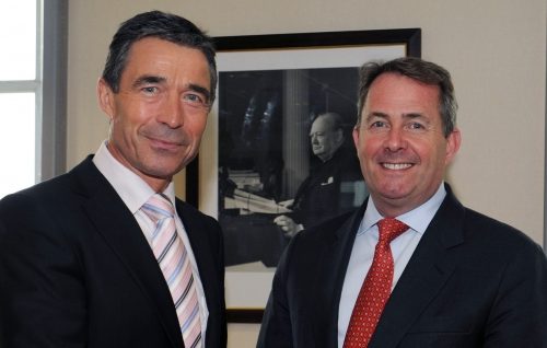 NATO Secretary General Anders Fogh Rasmussen and Former UK Defense Minister Liam Fox