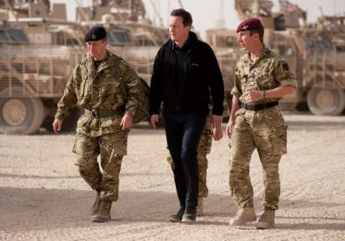 Prime Minister David Cameron visiting British troops in Afghanistan