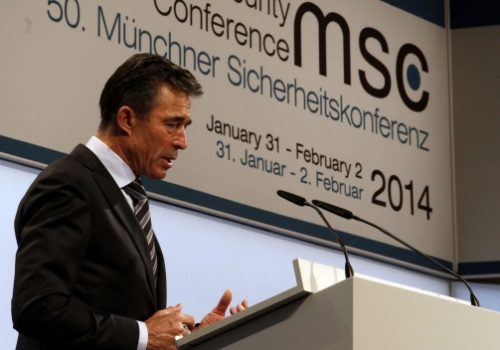 NATO Secretary General Anders Fogh Rasmussen at the Munich Security Conference, February 1, 2014