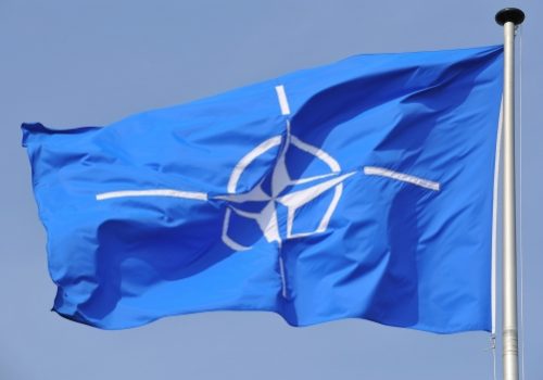 NATO flag at headquarters in Brussels