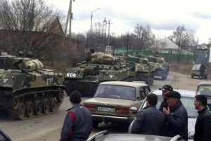 Russian light infantry fighting vehicles 12 miles from Ukrainian border, March 12 2014