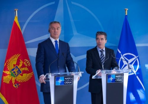 Prime Minister of Montenegro Milo Djukanovic and Secretary General Anders Fogh Rasmussen