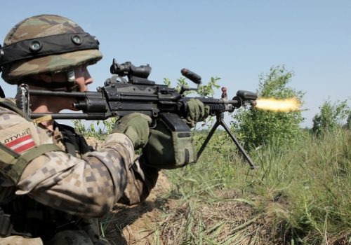 Latvian soldier participating in Saber Strike 2013 exercise
