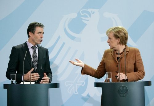 NATO Secretary General Anders Fogh Rasmussen and German Chancellor Angela Merkel, Oct. 22, 2010