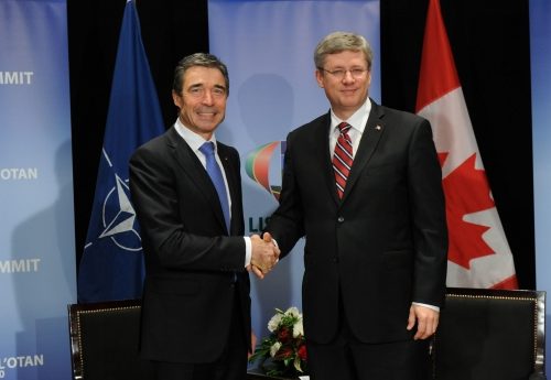 NATO Secretary General Anders Fogh Rasmussen and Canadian Prime Minister Stephen Harper, Nov. 19, 2010