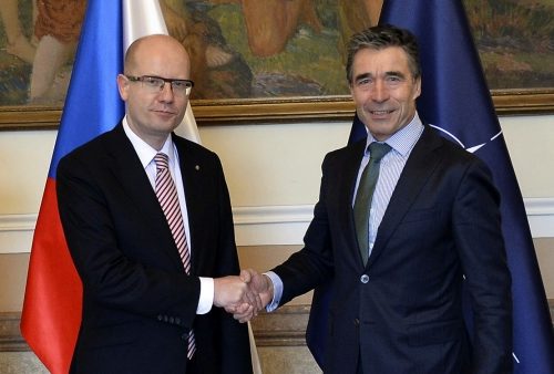 Czech Prime Minister Bohuslav Sobotka and NATO Secretary General Anders Fogh Rasmussen, April 10, 2014
