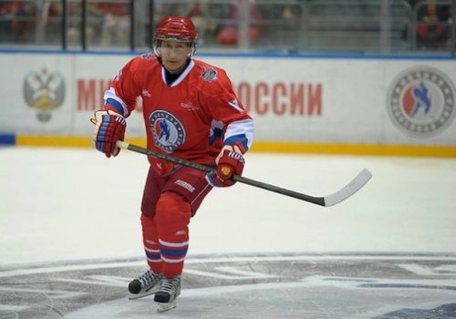 President Vladimir Putin with Russia's National Amateur Ice Hockey Team, May 10, 2014