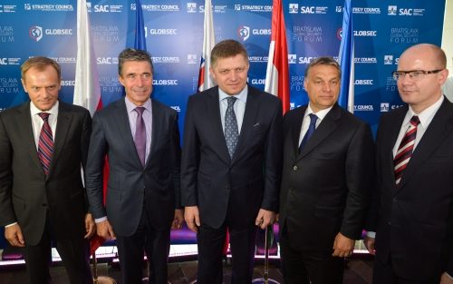 NATO Secretary General Anders Fogh Rasmussen with the Prime Ministers of the Visegrad countries