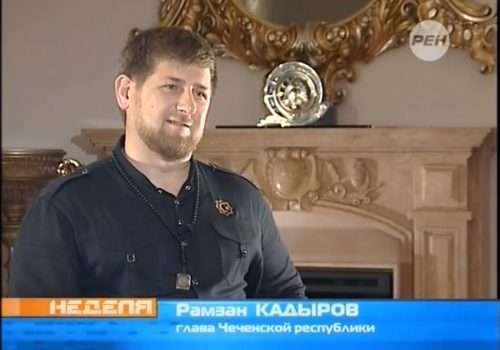Ramzan Kadyrov, president of the Russian region of Chechnya, speaks from his home in a June 1 television interview. (Nedelia - REN TV)