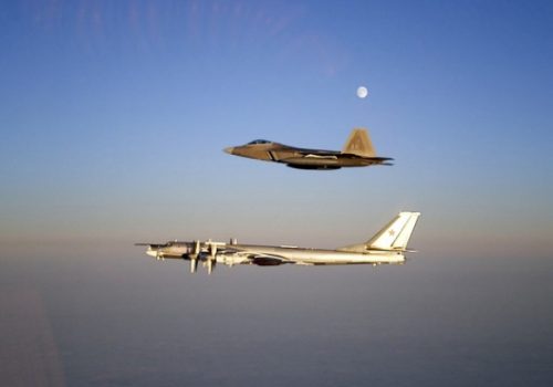 F-22A Raptor intercepts Russian TU-95 Bear bomber near Alaskan airspace, Nov. 22, 2007
