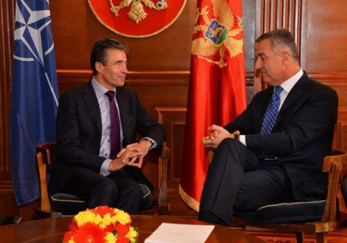 Secretary General Anders Fogh Rasmussen and Montenegro's President Milo Djukanovic, May 22, 2014