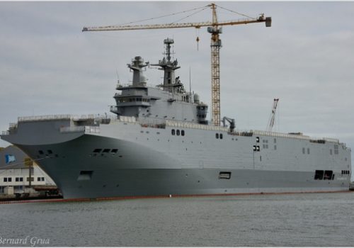 Mistral class ship under construction, St. Nazaire