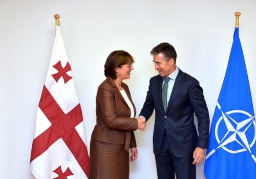 Georgian Foreign Minister Maia Panjikidze and Secretary General Anders Fogh Rasmussen, June 24, 2014