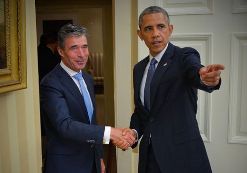 Secretary General Anders Fogh Rasmussen and President Barack Obama, July 8, 2014