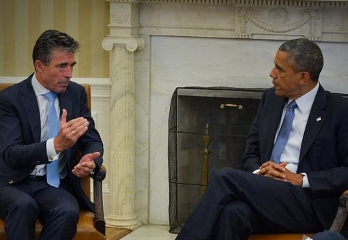 Secretary General Anders Fogh Rasmussen and President Barack Obama, July 8, 2014