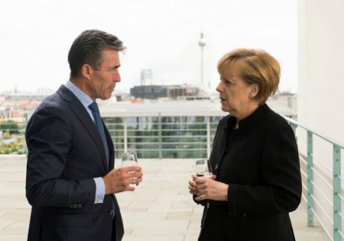 Secretary General Anders Fogh Rasmussen and German Chancellor Angela Merkel, July 2, 2014