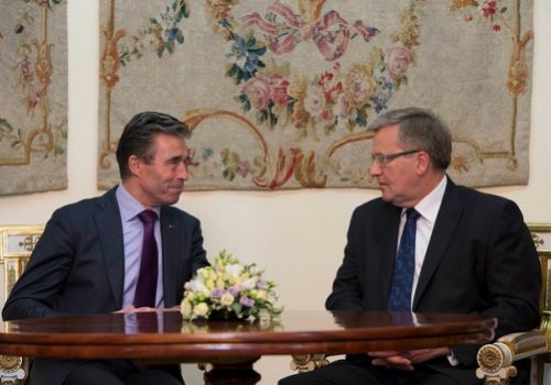Secretary General Anders Fogh Rasmussen and Polish President Bronislaw Komorowski, May 8, 2014