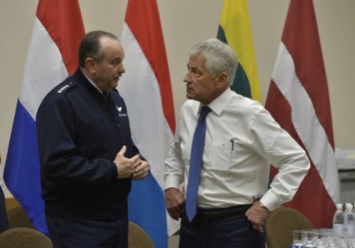SACEUR Gen. Philip Breedlove and Secretary of Defense Chuck Hagel, Feb. 26, 2014
