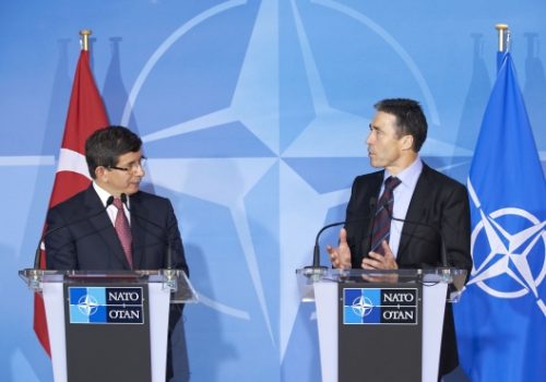 Turkish Foreign Minister Ahmet Davutoglu and Secretary General Anders Fogh Rasmussen, Jan. 18. 2012