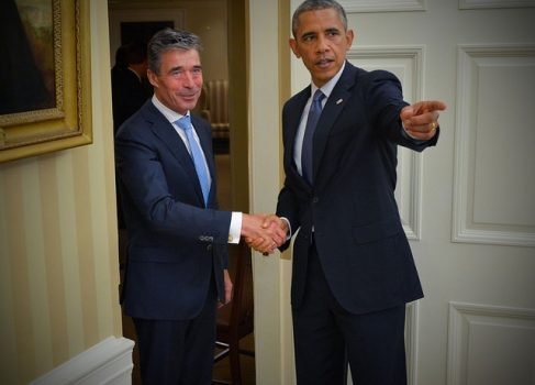 Secretary General Anders Fogh Rasmussen and President Barack Obama, July 8, 2014