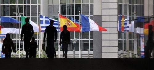 European flags in Brussels