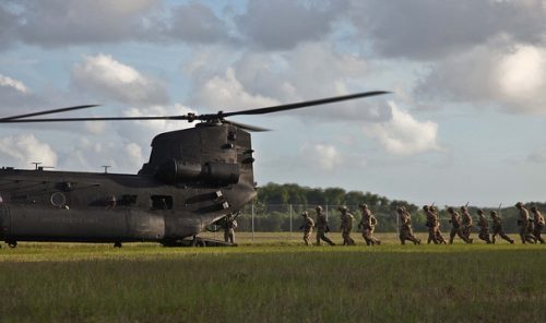 US Rangers boarding MH-47 helicopter, May 31, 2014