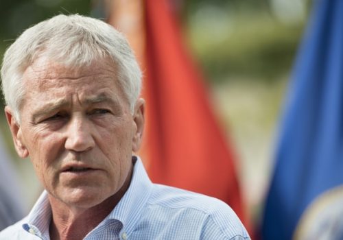 Secretary of Defense Chuck Hagel in Stuttgart, Aug. 6, 2014