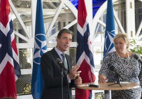 Secretary General Anders Fogh Rasmussen and Norwegian Prime Minister Erna Solberg, August 14, 2014
