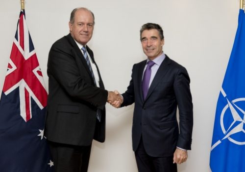 Australian Defense Minister David Johnston and Secretary General Anders Fogh, Oct. 23, 2013